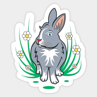 Bunny and Flowers Sticker